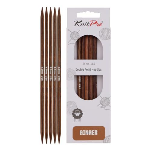 KnitPro 31030 Ginger naaldspel, hout, natuur/bruin, 20 cm, 5,5 mm