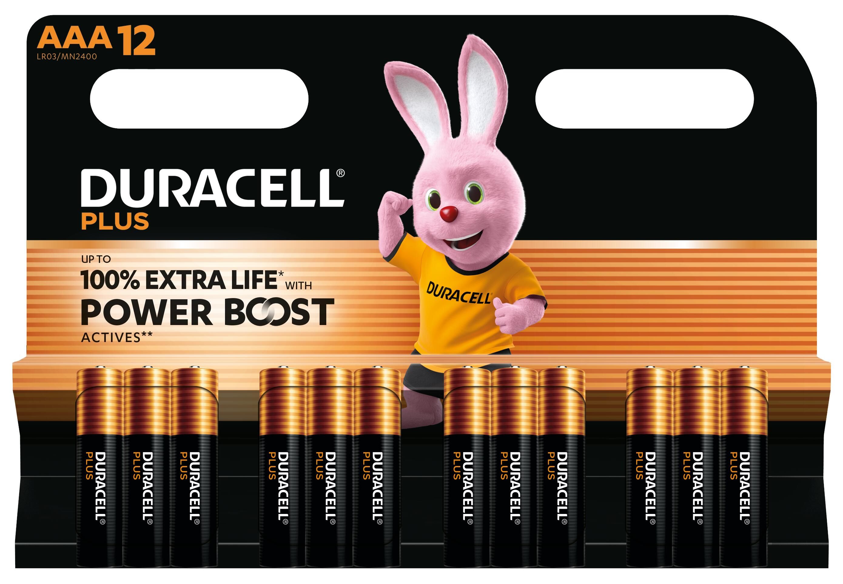 Duracell Plus AAA - alkaline batterijen - 1,5V, LR03 - 12 stuks