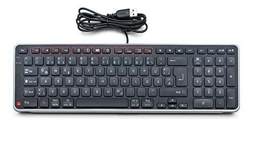 Contour Balance Keyboard | bekabeld toetsenbord | QWERTZ lay-out | super plat computertoetsenbord | nummerblok + mediatoetsen | voor thuis en op het werk | voor Windows en Mac