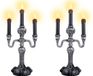 Funny Fashion Halloween LED kandelaar - 2x - 3 kaarsen - op batterijen - 17 x 40 cm