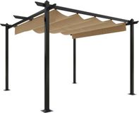 vidaXL Tuinprieel met uittrekbaar dak 3x3 m taupe