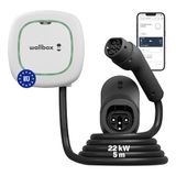 Wallbox Pulsar Max, oplader voor elektrische voertuigen (22 kW, type 2, wifi, Bluetooth, OCPP, binnen/buiten, 5 m, eenvoudige installatie), wit