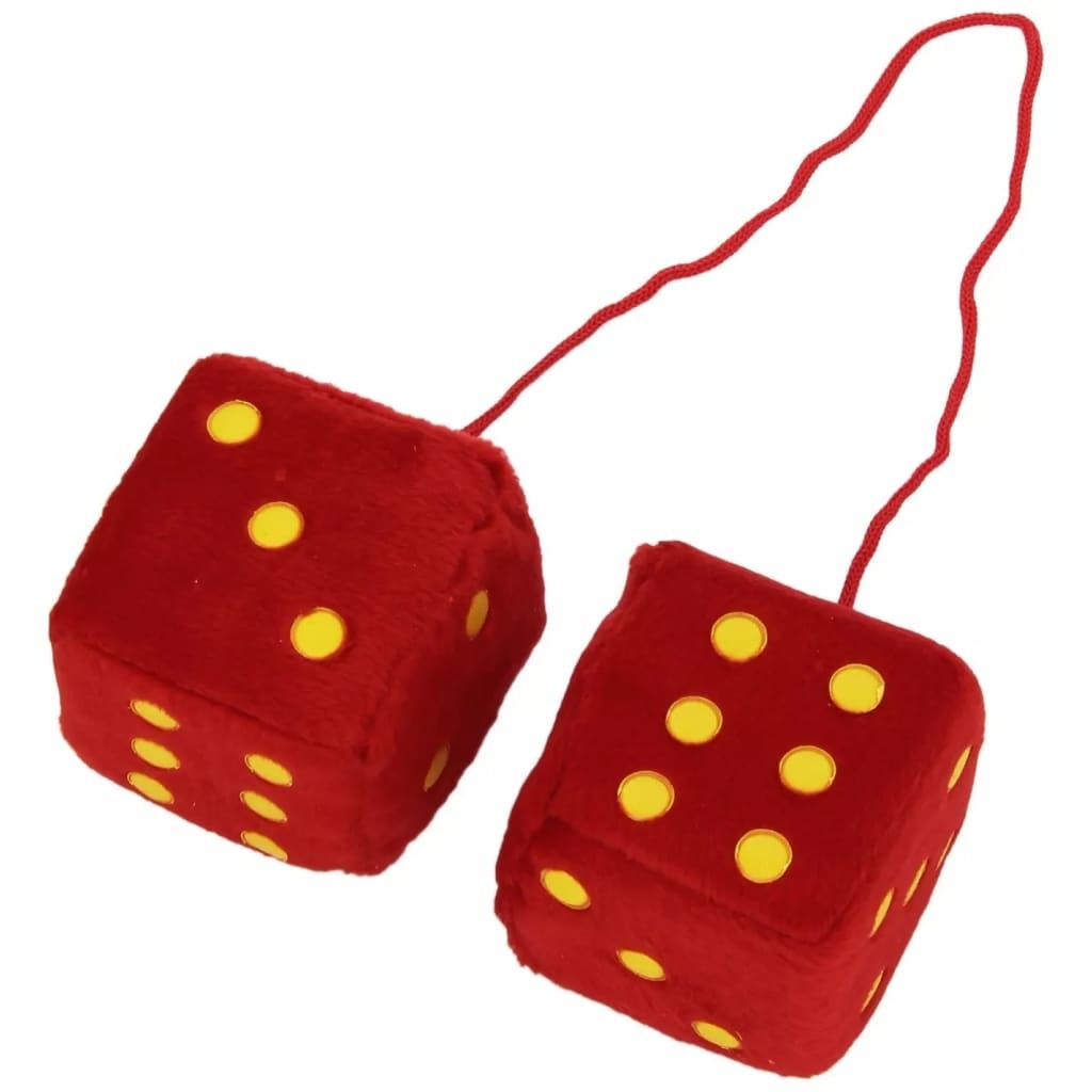 Race sport Spiegelhanger Pluche Dobbelstenen 7 X 7 X 7 Cm Rood