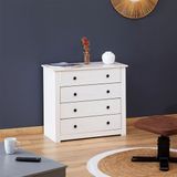 IDIMEX Commode PAULO met 4 lades, grenenhout in wit