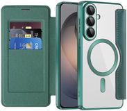 Techsuit Hoesje geschikt voor Samsung Galaxy S26 - SmartMag Book Wallet Case - Geschikt voor MagSafe - Groen
