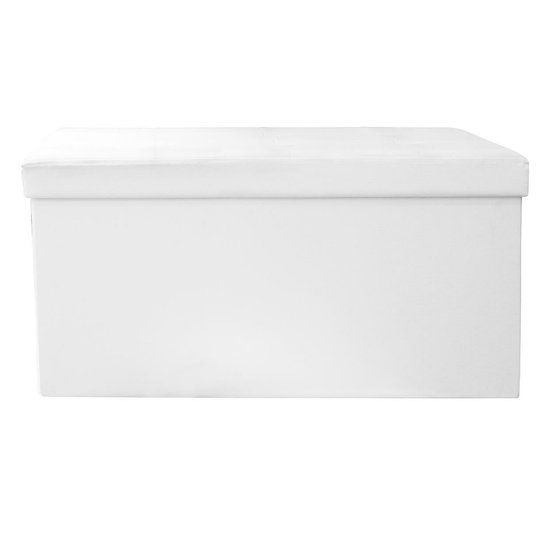 Home Deco Factory Poef/hocker Essence - opvouwbaar - stof - wit - MDF/polyester - 76 x 38 cm