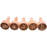 Set van 5 deegstempels met kerstmotieven van hout, Made in EU