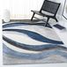 Safavieh Modern Graphic Indoor Geweven Vloerkleed, Hollywood Collectie, HLW766, in Grijs & Blauw, 79 X 152 cm