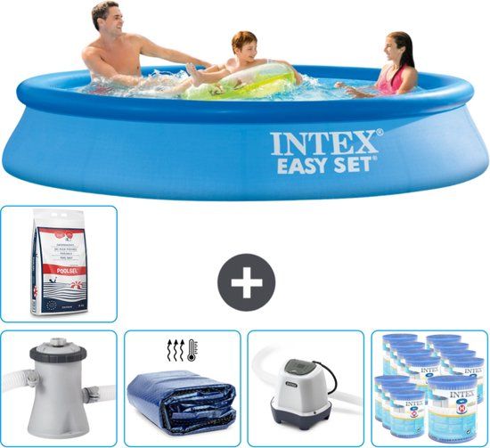 Intex Easy Set Zwembad - 305 x 61 cm - Blauw - Rond - Inclusief Pomp, Solarzeil, Zoutwatersysteem