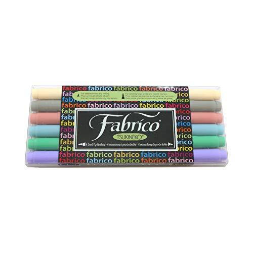 Tsukineko Tuskineko Fabrico Dual-Tip Markers, Pastel, 6 stuks