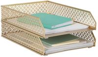 Blu Monaco Gold Bureau Organizer Stapelbare Papierlade Set van 2