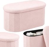 Merkloos Relaxdays Zitbank met opbergruimte - Teddy - Roze