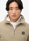 Superdry - Heren Sweater met Halve Rits en Contrasterende Stiksels - Katoen - Maat S - Washed Vintage Khaki
