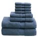 Madison Park Signature 100% katoenen luxe badhanddoeken-set, 800 g/m2, zeer absorberend, sneldrogend, spa-kwaliteit, 8-delig, 2 badhanddoeken, 2 handdoeken en 4 washandjes, blauw (Slate Blue)