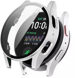 Strap-it Hard case hoesje met screenprotector van glas - geschikt voor de Samsung Galaxy Watch 7 - 40mm (zilver)