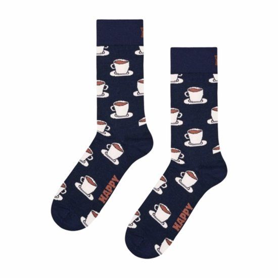Happy Socks Espresso Sock Heren Sokken Navy Dierenprint Katoen/Polyamide 36-40