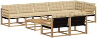 vidaXL - Hoek loungeset - 8 zitplekken - Wit en Beige - Acacia hout