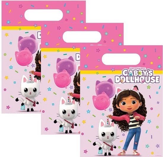 Gabby's Dollhouse - Uitdeelzakjes - Traktatie zakjes - Plastic - 22x16cm - 6 stuks