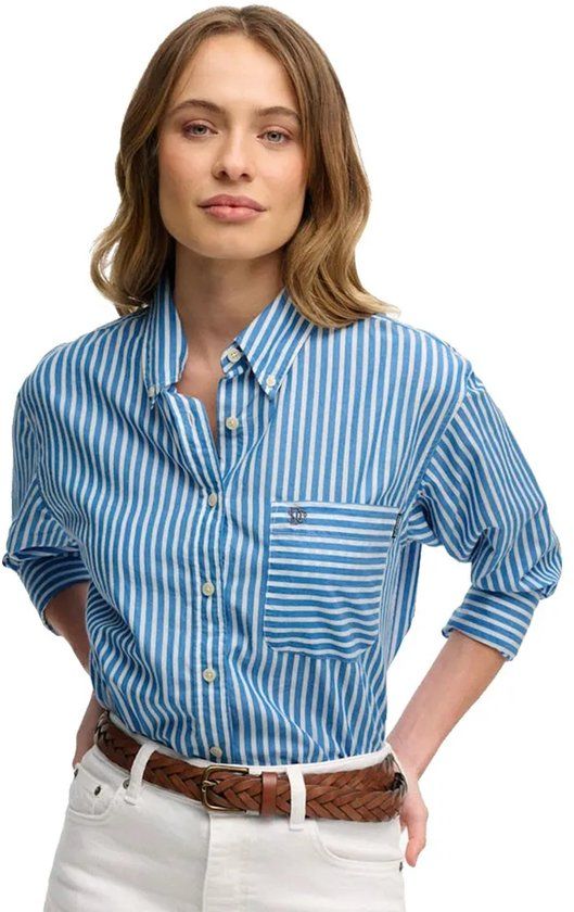 Superdry Poplin Relaxed Fit Overhemd Met Lange Mouwen Blauw S Vrouw