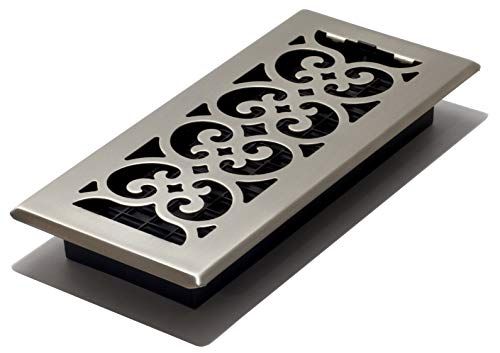 Decor Grates SPH410-NKL Scroll Vloerregister - Geborsteld Nikkel - 4 x 10 Inch