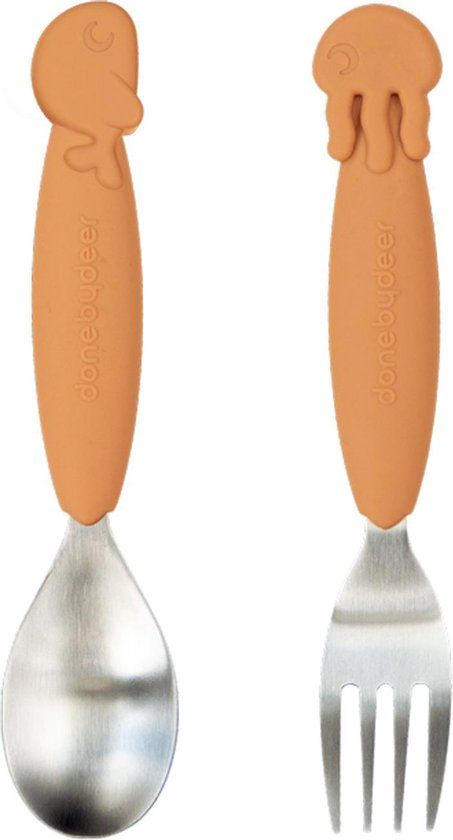 Done by Deer YummyPlus Sea Friends Lepel & Vork Set - Mustard