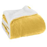 Elegant Comfort Luxe ultra-pluche fluwelen fleece plaid zacht, warm, gezellig | Micromink Sherpa-Backing omkeerbare deken voor bed, bank en bank, effen geel