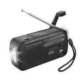 LogiLink Dynamo/solar/handslingerradio FM/AM en SW1/SW2, met LED-SOS zaklamp, ook als powerbank te gebruiken, super compact