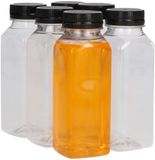 Plasticflessenshop.nl Plasticflessen.nl B.V. 6 x Sapfles Plastic 125 ml - Vierkant - PET Flessen met Dop Zwart