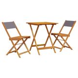 VidaXL 3-delige Bistroset Antraciet Stof en Massief Hout