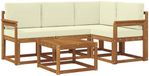 vidaXL Acacia Hout Hoek Loungeset Naturel et Crème