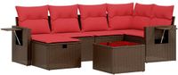 vidaXL 7-delige tuinbankset met kussens, bruin, polyrotan
