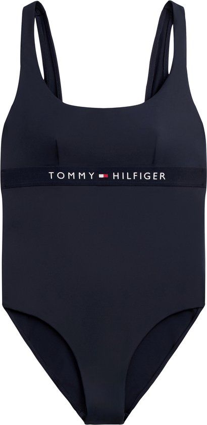 Tommy Hilfiger dames badpak logotaille blauw - M