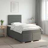 vidaXL Boxspringbed met matras, donkergrijs, 120 x 190 cm, stof