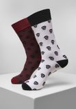 Urban Classics Skull Allover 2Pack burgundy/white Sokken - Schedel sokken - 39/42 - Bordeaux rood/Wit