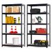 Brigros Metalen garagerek, 180 x 90 x 40 cm, 875 kg, 5 MDF-planken, zwart