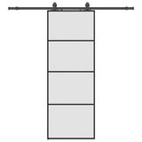 vidaXL Schuifdeur met beslagset 76x205 cm ESG glas zwart