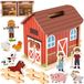 Ensemble de jeu de ferme en bois avec animaux et grange pour enfants 3-5 ans