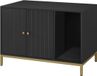 Feandrea Armoire à litière pour chat Maison de toilette pour chat avec tapis à gratter Pieds hauts Table d'appoint pour chat 80x50x55cm Noir Or PCL007B01