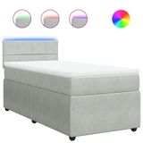 vidaXL Boxspringbed met matras, fluweel, lichtgrijs, 120x190 cm