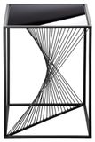 Casablanca Ray bijzettafel van glas en metaal, vierkant, hoogte 51 cm, breedte 48 cm, zwart
