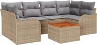vidaXL Tuinbank Set 7-delig Beige/Lichtgrijs Polyrattan