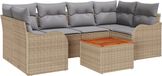 vidaXL Tuinbank Set 7-delig Beige/Lichtgrijs Polyrattan