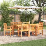 vidaXL Eettafel Set 9-delig Bruin Massief Acacia Hout