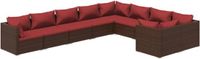 vidaXL 9-delige Loungeset met kussens, polyrattan, bruin