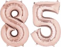 Shoppartners Bv 85 jaar verjaardag - Folie ballon cijfers - rose goud - 88 cm