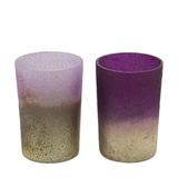 Dijk Natural Collections Theelichthouder glas 6x6x8cm paars/goud