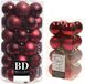 Decoris Shoppartners Bv Kerstversiering kunststof kerstballen donkerrood 4-6 cm pakket van 53x stuks