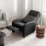 Fauteuil de relaxation fauteuil TV avec fonction inclinable rembourré avec dossier réglable repose-pieds noir