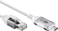Goobay USB-C (m) naar RJ45 (m) Slimline Gigabit Ethernet Kabel - Nylon Sleeve - 3 meter - Wit