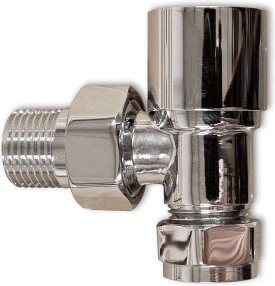 Linea Uno Radiator Kraan Haaks Chroom - Modern - Metaal - 409016